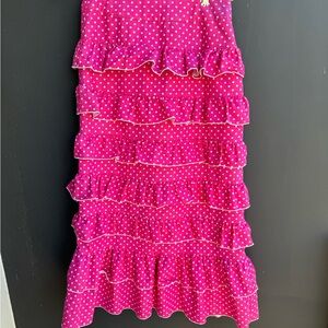Pink Polka Dot Ruffle Mini Skirt